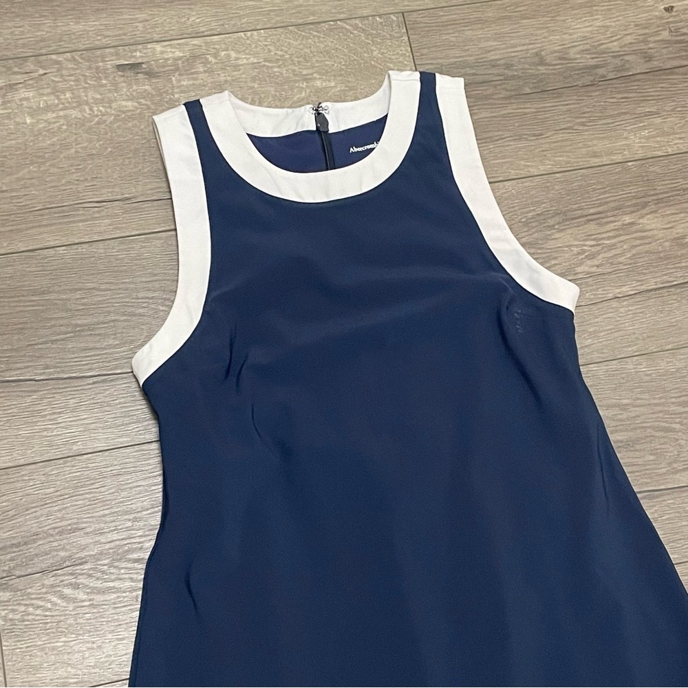 Abercrombie & Fitch High Neck Traveler Mini Dress Tennis Shorts Navy XS Petite - Picture 4 of 9